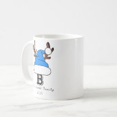 Blauwe Kerstman Hoed Monogram Familie Kerstmis Koffiemok (Voorkant links)