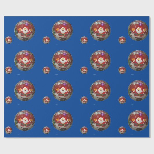 Blauwe Kerstman Inpakpapier (Vlak)