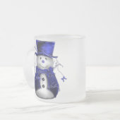 Blauwe kerstman matglas koffiemok (Voorkant links)