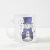 Blauwe kerstman matglas koffiemok (Links)