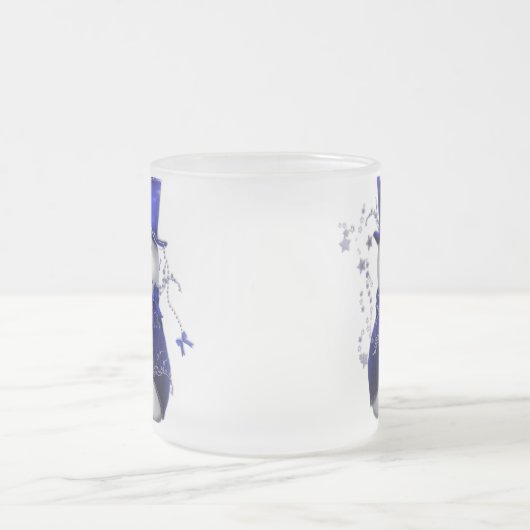 Blauwe kerstman matglas koffiemok (Center)