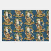 Blauwe  kerstman met kerst  inpakpapier vel (Voorkant 3)