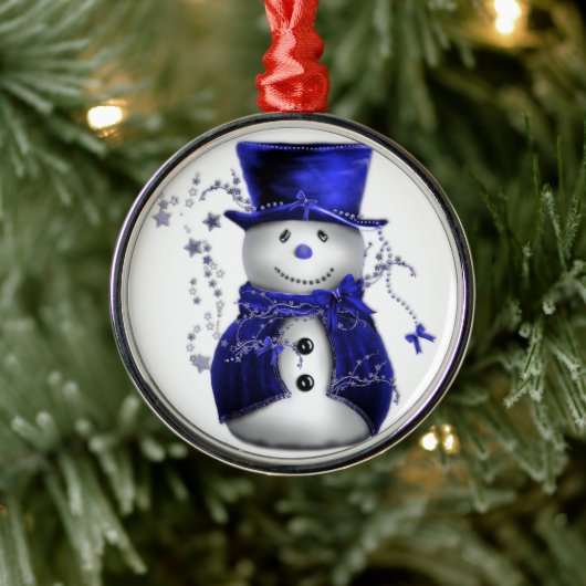 Blauwe kerstman metalen ornament (Boom)