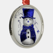 Blauwe kerstman metalen ornament (Rechts)