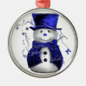 Blauwe kerstman metalen ornament (Voorkant)