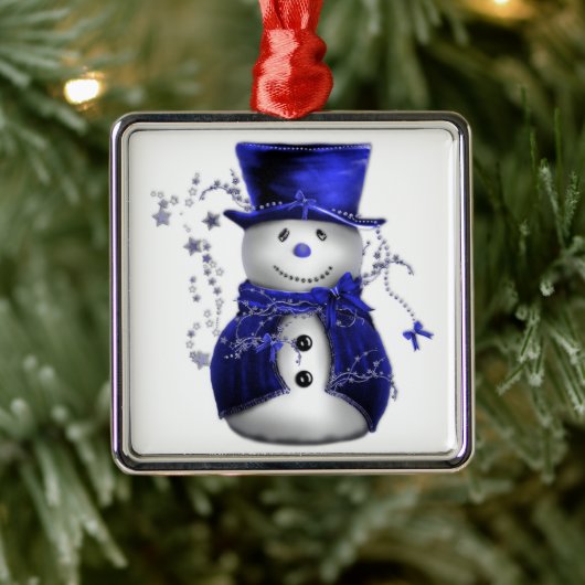 Blauwe kerstman metalen ornament (Boom)
