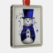Blauwe kerstman metalen ornament (Rechts)
