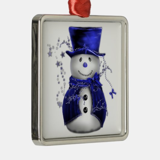 Blauwe kerstman metalen ornament (Rechts)