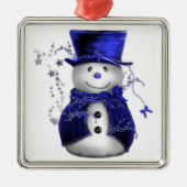 Blauwe kerstman metalen ornament (Voorkant)