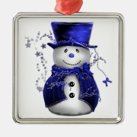 Blauwe kerstman metalen ornament (Voorkant)