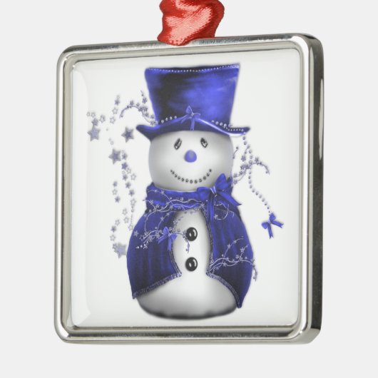 Blauwe kerstman metalen ornament (Links)