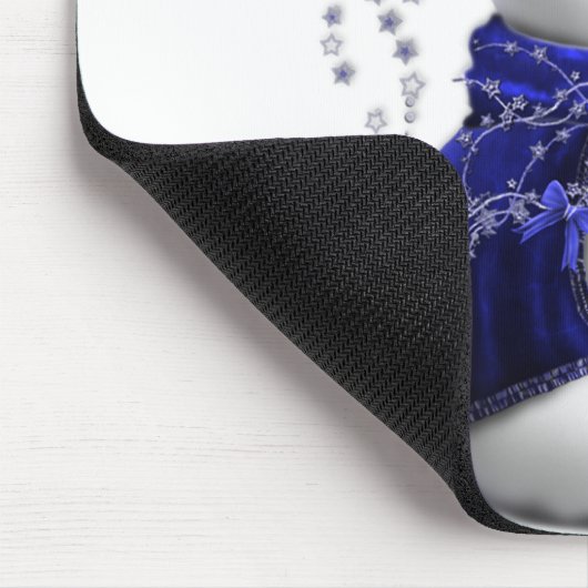 Blauwe kerstman muismat (Hoek)