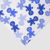 Blauwe kerstman patroon op wit tissuepapier (Detail)