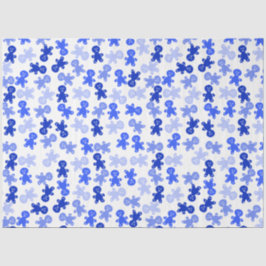 Blauwe kerstman patroon op wit tissuepapier