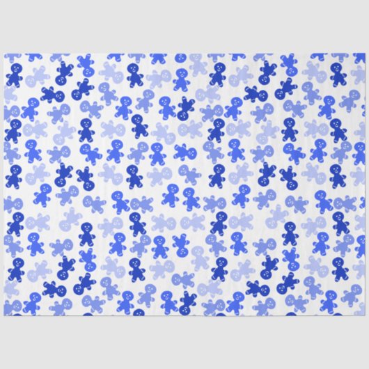 Blauwe kerstman patroon op wit tissuepapier (Voorkant)