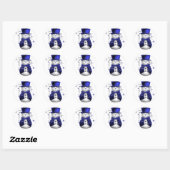 Blauwe kerstman ronde sticker (Vel)