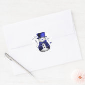 Blauwe kerstman ronde sticker (Envelop)