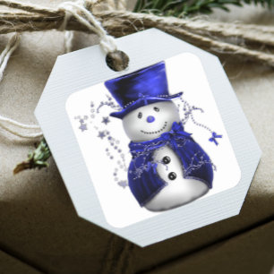 Blauwe kerstman vierkante sticker