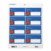 Blauwe Kerstmanchet met Poinsettia Kerstpakket Ver Etiket (Full Sheet)