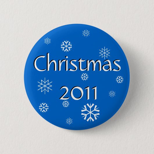 Blauwe Kerstmis 2011 Ronde Button 5,7 Cm (Voorkant)