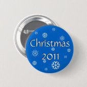 Blauwe Kerstmis 2011 Ronde Button 5,7 Cm (Voorkant /achterkant)