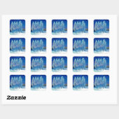 Blauwe Kerstmis #4 Vierkante Sticker (Vel)