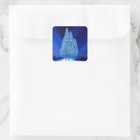 Blauwe Kerstmis #7 Vierkante Sticker (Tas)