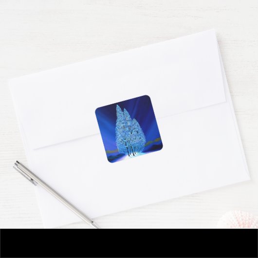 Blauwe Kerstmis #7 Vierkante Sticker (Envelop)