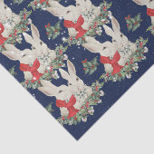Blauwe Kerstmis Bunny Rabbits Snow Winter Whimsica Tissuepapier (Detail)