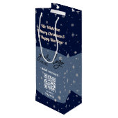 Blauwe kerstmis Business Logo QR Snowflake Wijn Cadeautas (Achterkant Gekanteld)