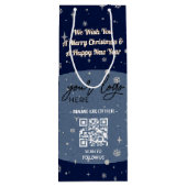 Blauwe kerstmis Business Logo QR Snowflake Wijn Cadeautas (Achterkant)