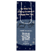 Blauwe kerstmis Business Logo QR Snowflake Wijn Cadeautas (Voorkant)