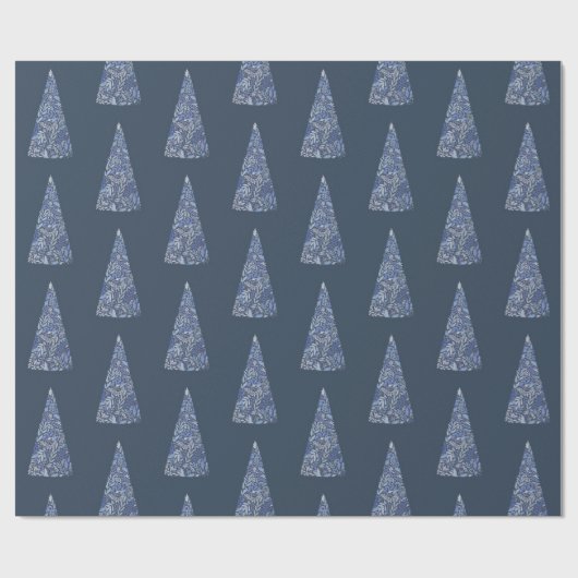 Blauwe kerstmis en feestdag cadeaupapier (Vlak)