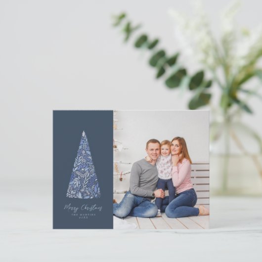 Blauwe kerstmis en feestdag foto van splendid Spru Briefkaart (Staand voorkant)