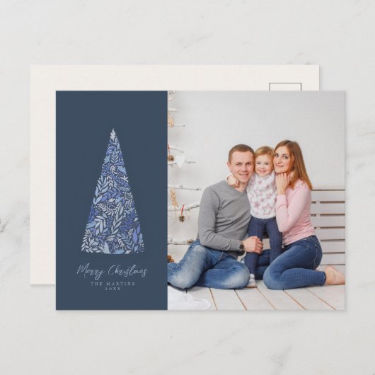 Blauwe kerstmis en feestdag foto van splendid Spru Briefkaart (Voorkant / Achterkant)
