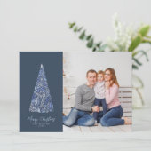 Blauwe kerstmis en feestdag foto van splendid Spru Kaart (Staand voorkant)