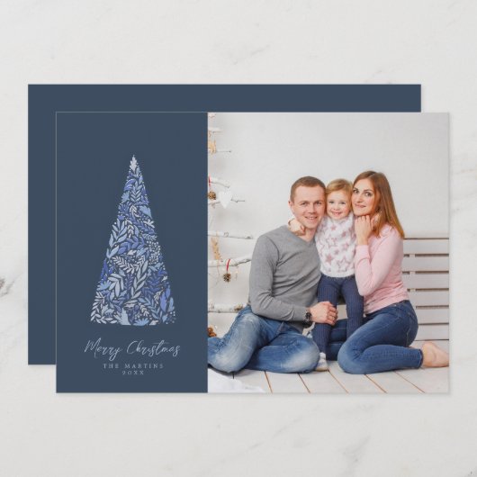 Blauwe kerstmis en feestdag foto van splendid Spru Kaart (Voorkant / Achterkant)