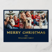 Blauwe Kerstmis Folie Feestdagenkaart (Voorkant)