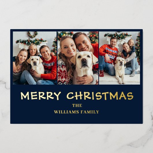 Blauwe Kerstmis Folie Feestdagenkaart (Voorkant)