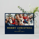 Blauwe Kerstmis Folie Feestdagenkaart (Staand Voorkant)