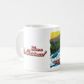 Blauwe Kerstmis Hawaiian Surfing Santa Illustratio Koffiemok (Voorkant links)