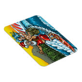 Blauwe Kerstmis Hawaiian Surfing Santa Illustratio Magneet (Rechterzijde)