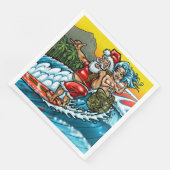 Blauwe Kerstmis Hawaiian Surfing Santa Illustratio Servetten (Hoek)