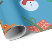 Blauwe Kerstmis Iconen Cadeaupapier (Rol Hoek)