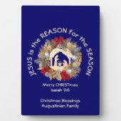 Blauwe Kerstmis JESUS IS DE REDEN VOOR Plaque Fotoplaat (voorkant)