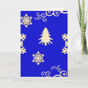 Blauwe Kerstmis met Cream Snowflakes Feestdagen Kaart