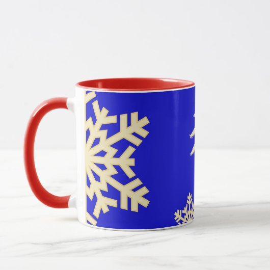 Blauwe Kerstmis met Cream Snowflakes Mok (Links)