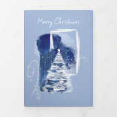 Blauwe Kerstmis Multi Fotocollage Drieluik Wenskaart (Cover)