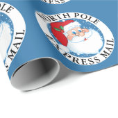 Blauwe Kerstmis, Noordpool Express Mail Santa Cadeaupapier (Rol Hoek)