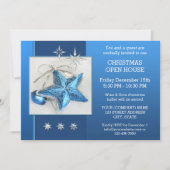Blauwe Kerstmis Open House of Party Invitation Kaart (Voorkant)